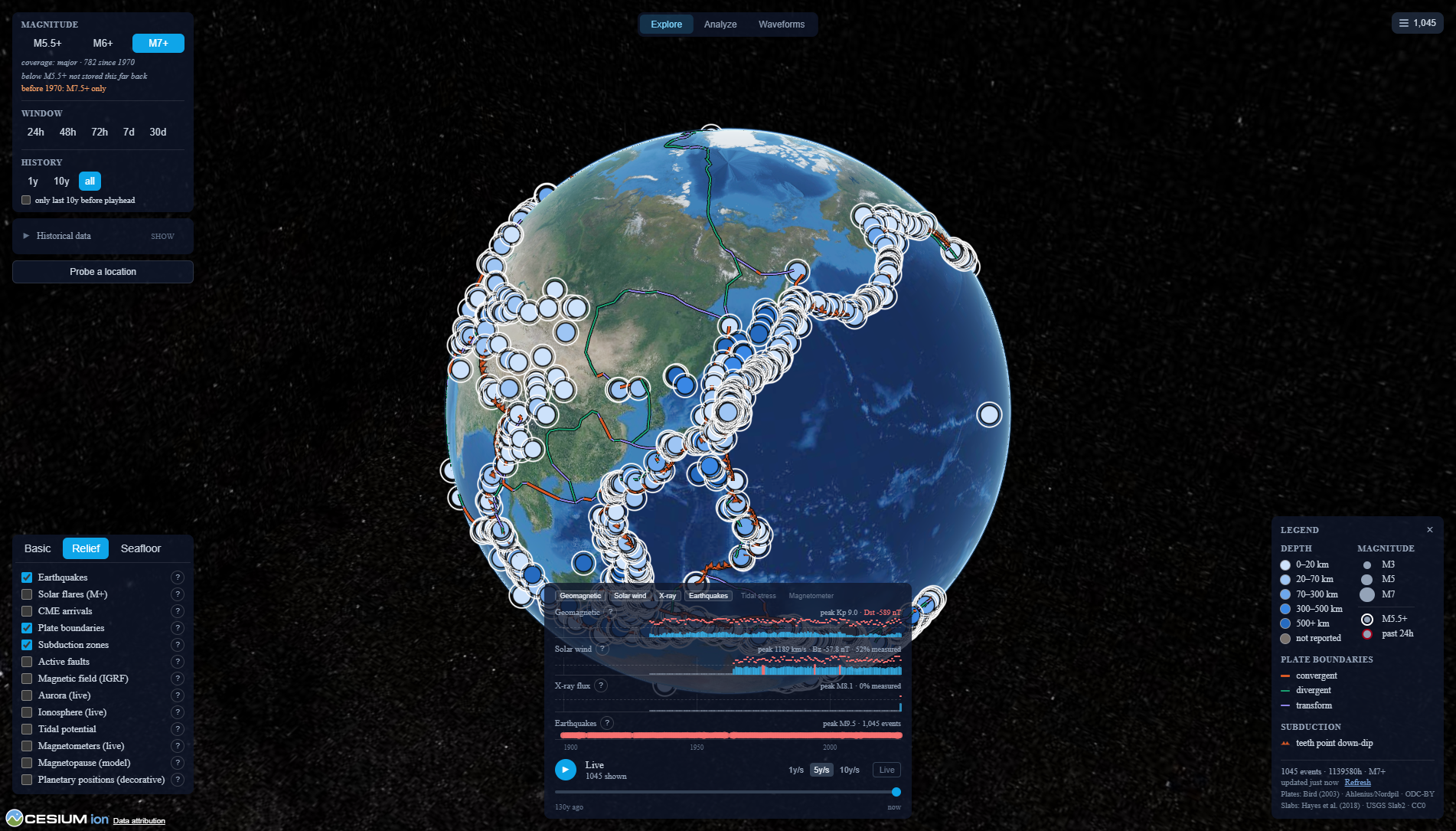 Terra Pulse — 3d globe — app capture